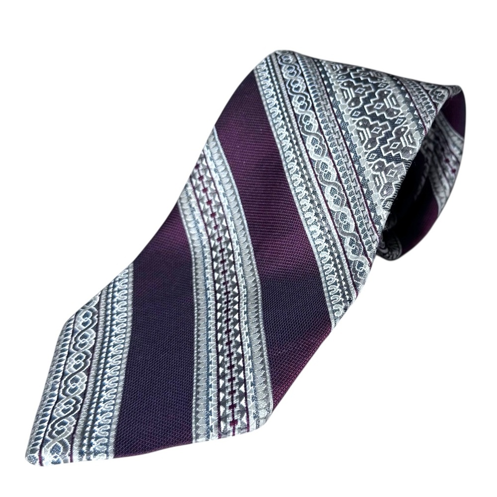 VTG Tie Nat Greenblatt By Damon 100% Imported Textured Polyester Striped Necktie